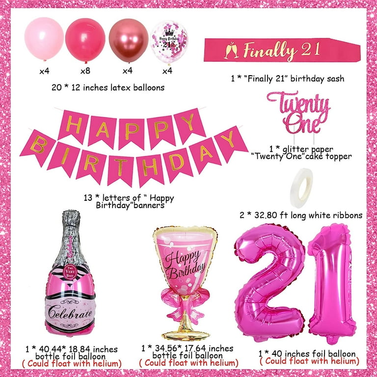 21st Birthday Party Supplies, Plates, Napkins, Tablecloth, Cups, Cutlery,  Finally 21 Banner (24 Guests, 170 Pieces)
