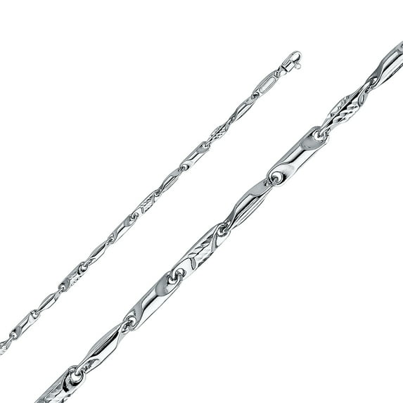 Ioka - 14K White Gold 3.5mm Hollow Bullet Chain Necklace with Lobster Clasp - 22"
