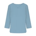 thumbnail image 6 of Hvogkswy Womens 3/4 Long Sleeve Tops, Fashion Solid Color V Neck 3/4 Long Sleeve Summer Tops, Soft Breathable Summer Daily Casual Linen Shirts, 6 of 7
