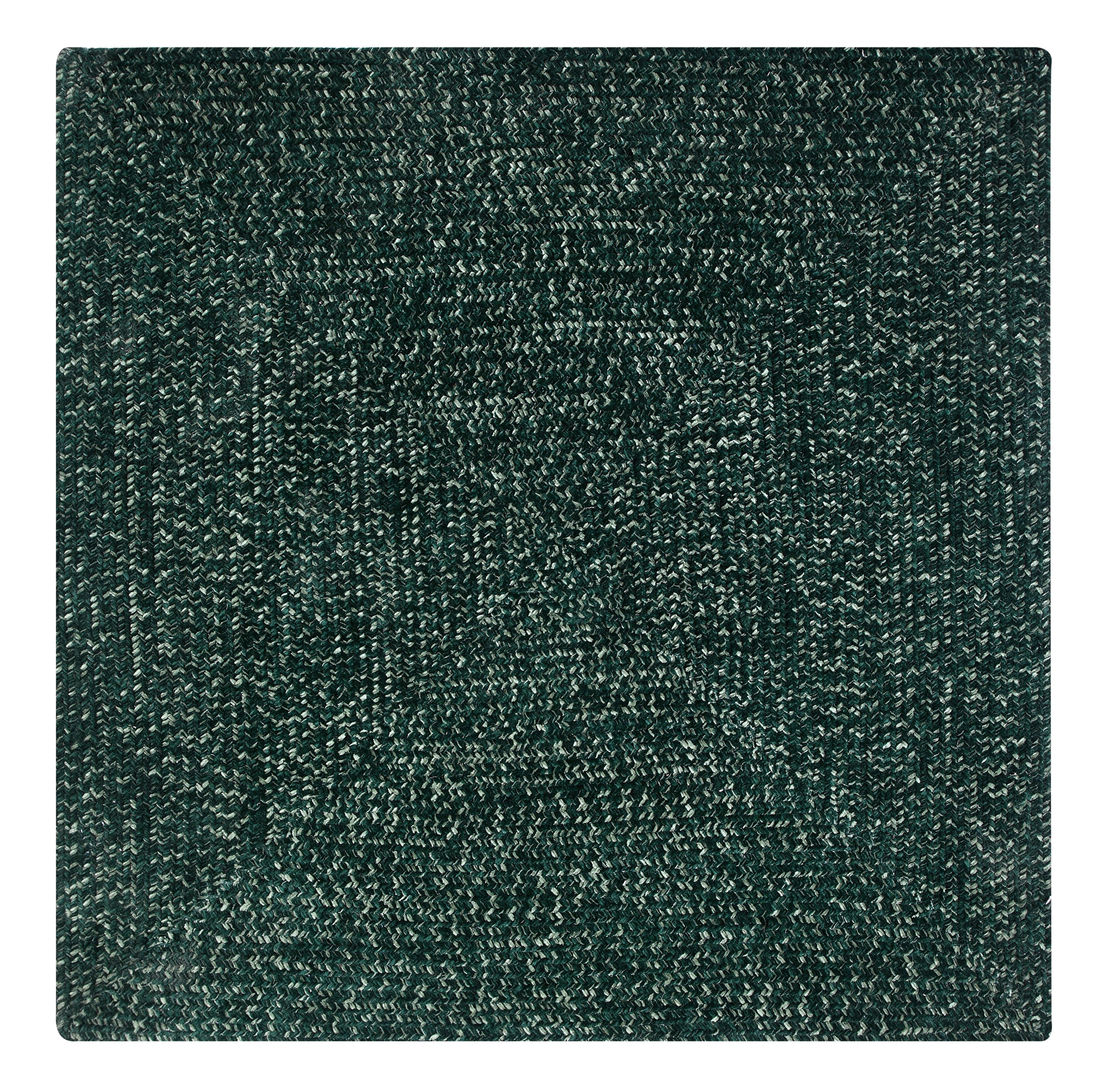 Better Trends 72" Square Braided Rug 100% Polyester Durable and Stain Resistant Reversible Indoor Area Utility Rug, Chenille Tweed Collection - Diluth & Emeralad