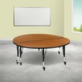 thumbnail image 2 of Flash Furniture 2 Piece Mobile 60" Circle Wave Flexible Oak Thermal Laminate Kids Adjustable Activity Table Set, 2 of 11