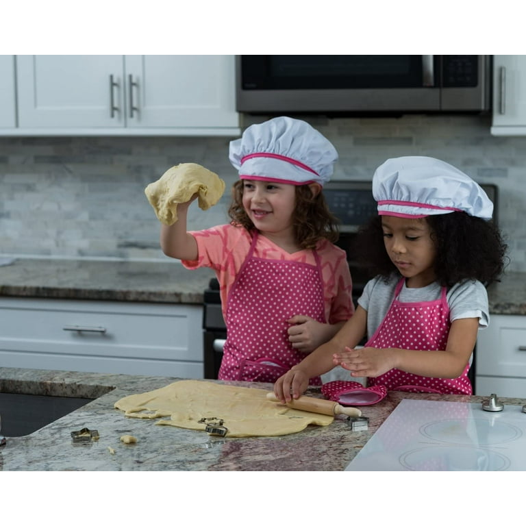 JaxoJoy Kids Cooking and Baking Set - Complete Kids Cooking Set Includes  Kids Chef Hat and Apron, Mitt & Utensils - Chef Costume for Kids - Dress Up  Clothes for Little Girls (