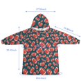 thumbnail image 3 of Wearable Blanket Hoodie,Football Icon Darkgreen Pattern Oversized Sherpa Blanket Hoodie with Super Pockets,Super Warm Fuzzy Pullover for Women & Men, 3 of 6