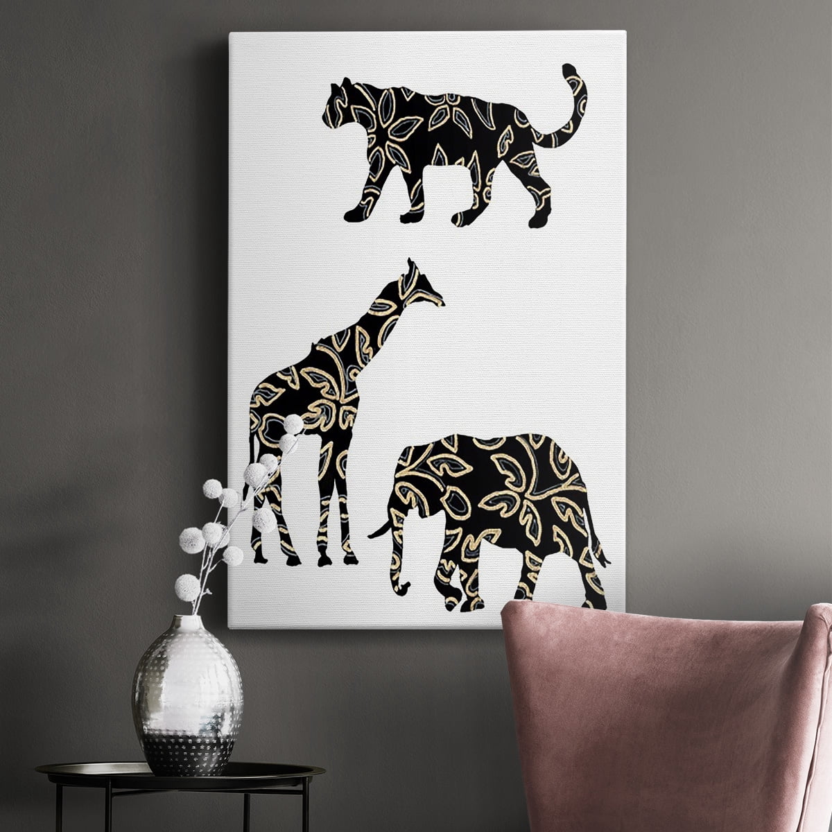 Ornamental Safari Animals III Premium Gallery Wrapped Canvas - Ready to Hang
