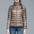 thumbnail image 4 of UJNDER Women's Winter Thin and Light Down Coat Slim Quilted Jacket for Women Casual Outerwear with Stand Collar Khaki S, 4 of 6