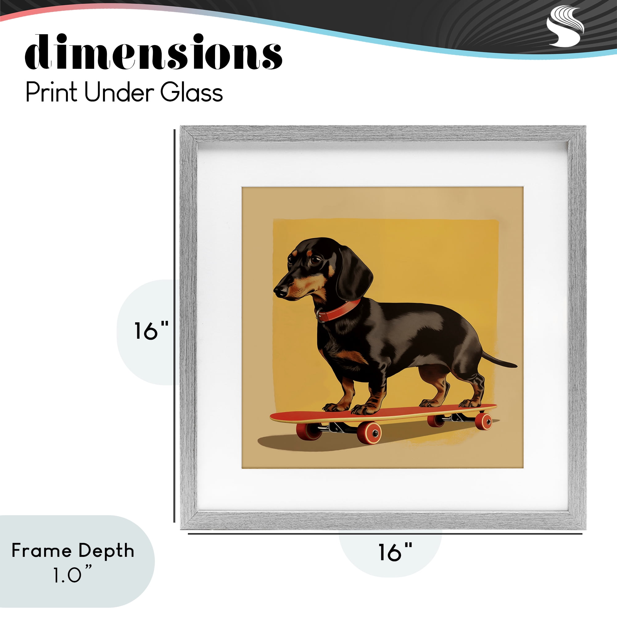 Stupell Industries Dachshund on Red Skateboard Gray Framed Print Under Glass, design by Andreas Magnusson