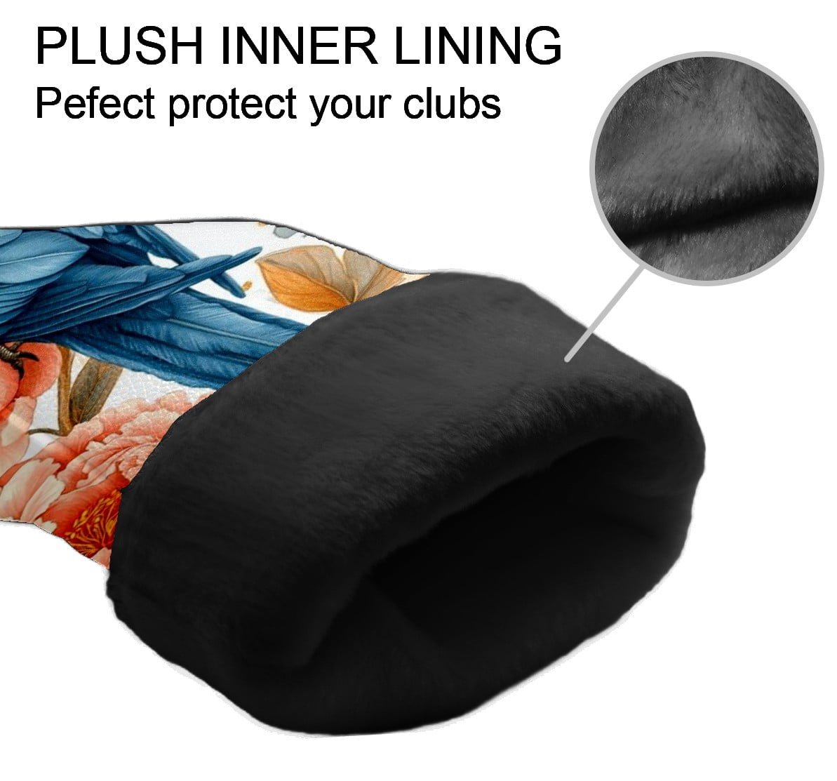 Golf Club Head Covers - Parrot & Peony Design, PU Leather, Waterproof, Fits Fairway Woods/Hybrid, Unisex, Fits Most Brands