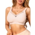 thumbnail image 5 of INSPIRE CHIC Women's V-Neck Mesh Full Coverage Wireless Soft Cup Wide Adjustable Straps Minimizer Bras Small Beige, 5 of 5