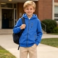 thumbnail image 3 of LIaqionyy Boys Cargo Hoodie Jackets Full Zip Long Sleeve Sweatshirt Activewear Fall Winter Outwear with Pockets, 3 of 8