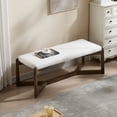 thumbnail image 2 of Dayalane 49" Mid Century Modern Entryway Bench, Upholstered Linen Ottoman with X-Shape Solid Wood Base for Bedroom, Living Room, Hallway, Indoor, Beige, 2 of 7