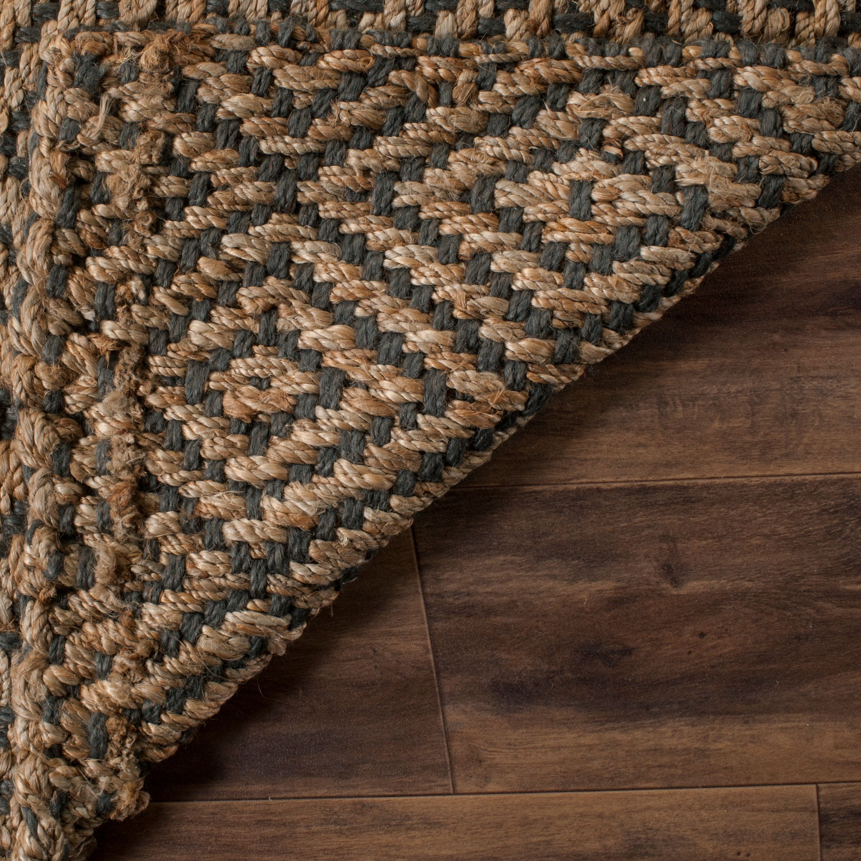 SAFAVIEH Natural Fiber Emory Geometric Jute Area Rug, Natural/Grey, 5' x 5' Square