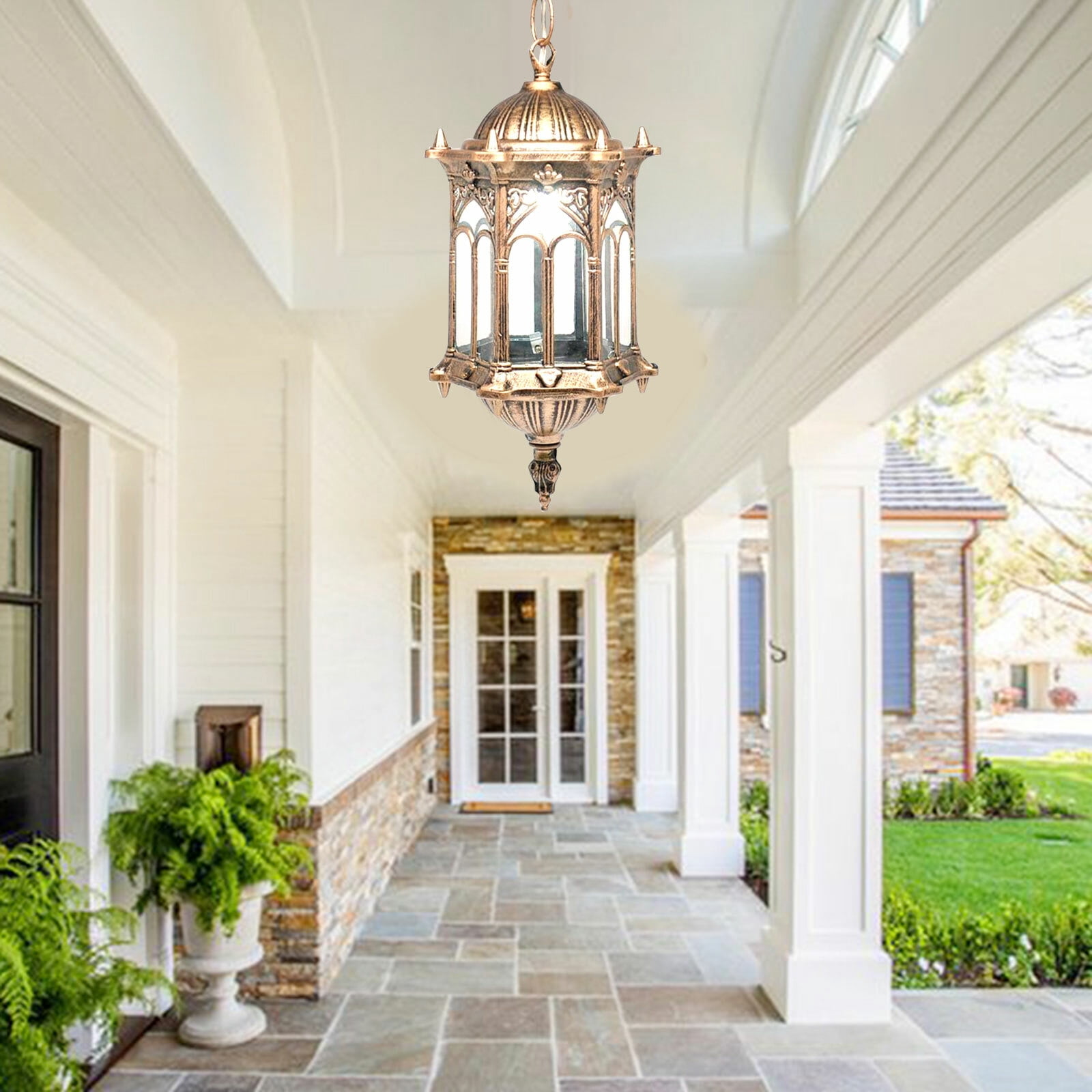 Retro Outdoor Pendant Light Vintage Lantern Yard Hanging Lamp Fixture Waterproof 110V~220V 6.1*11.42in Use in Corridors, Terraces, Entrances