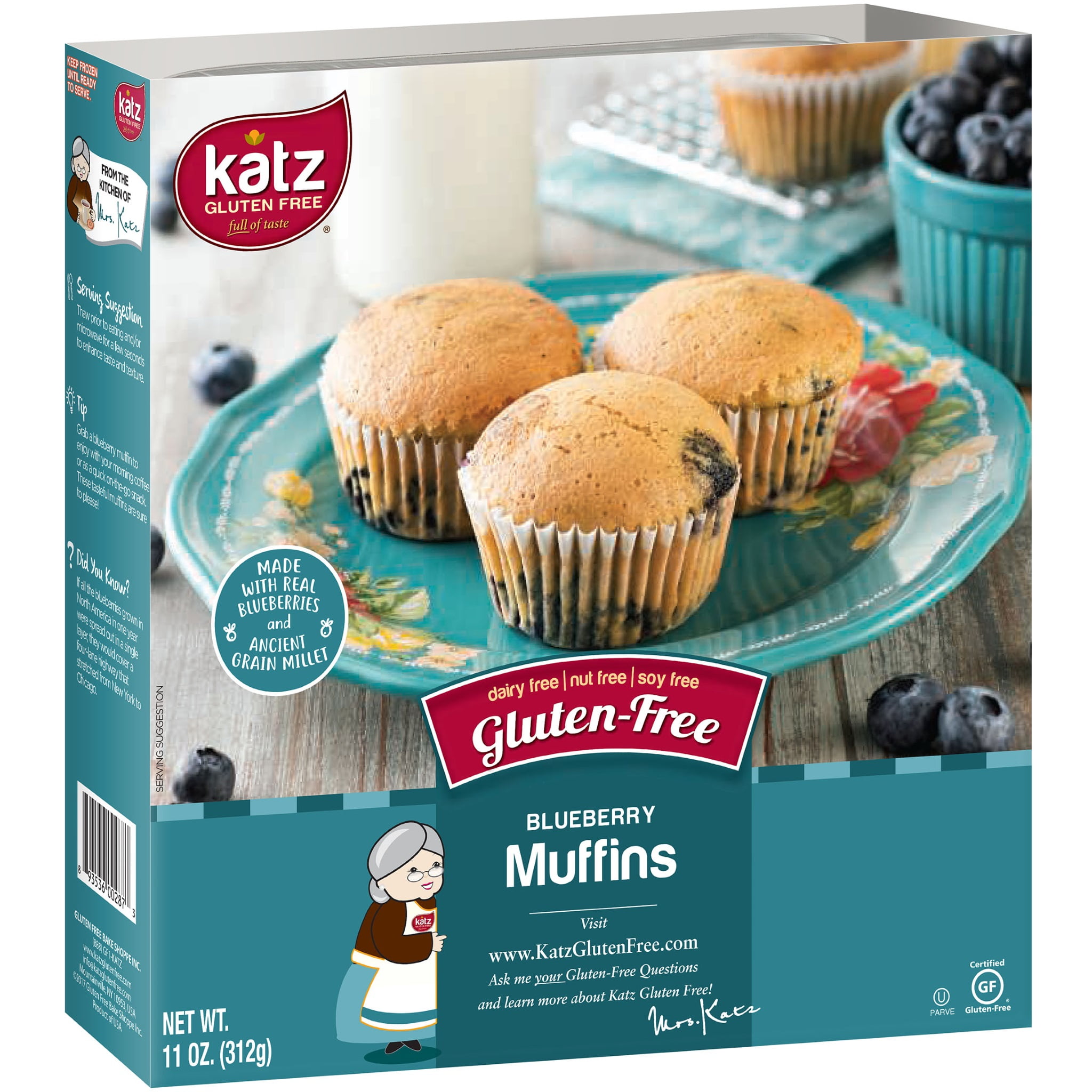 Katz Gluten Free Blueberry Muffins | Gluten Free, Dairy Free, Nut Free, Soy Free, Kosher | (3 Pack, 10.9 Ounce Each)