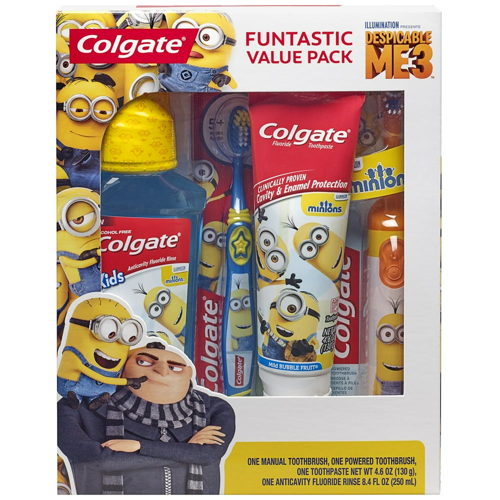 Colgate Kids Toothbrush, Toothpaste, Mouthwash Gift Set Minions