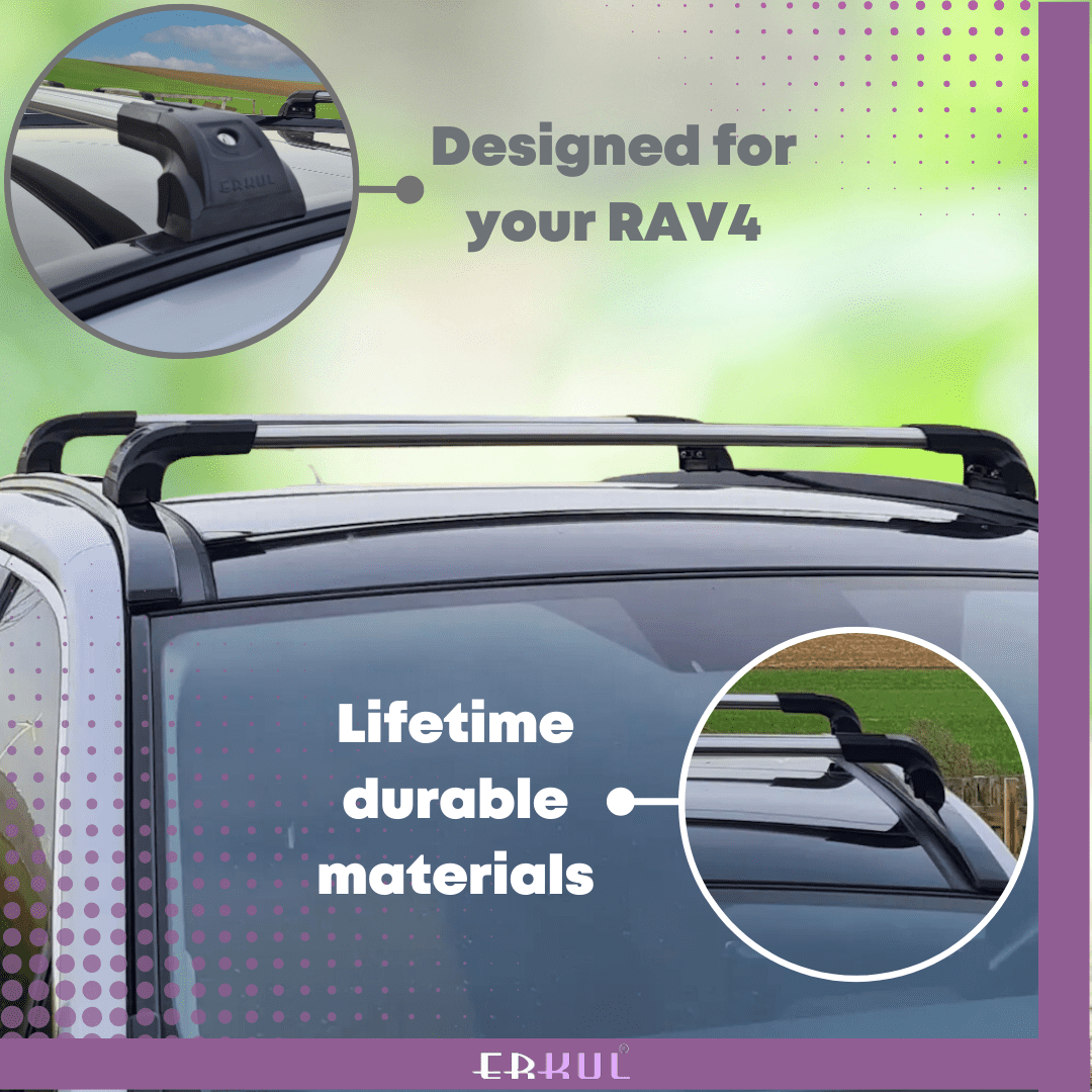 ERKUL Heavy Duty 220lbs Roof Rack Cross Bars for Kia NIRO 2016-2022 | Solid Metal Mounts | Anti-Theft Lock Aluminum Crossbars for Rooftop, Cargo Carrier, Luggage | Black