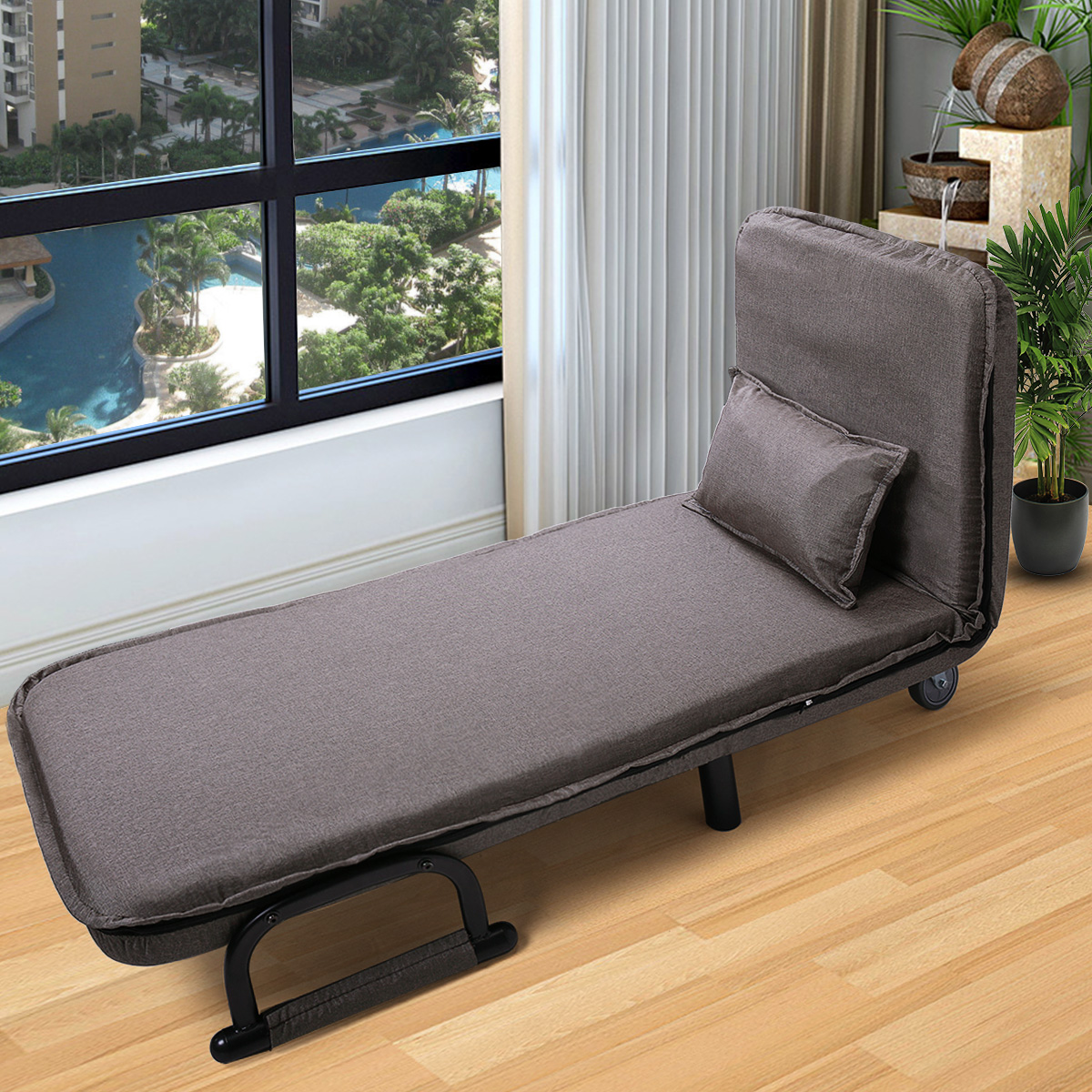 Lowestbest Folding Lazy Sofa Chair, Recliner Chair, Sofa Bed, Floor Chair, Adjustable Sofa Couch Beds, Lounge Chair, Brown - image 3 of 8