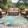 thumbnail image 4 of Large Round Rug 8Ft Washable Non-Slip, Teal Beach Coastal Circle Area Rugs for Living Room Bedroom, Summer Nautical Coral Shell Botanical Vintage Indoor Floor Mats Carpet Runner for Home Decor, 4 of 8