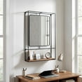 thumbnail image 4 of Rectangular Wall Mounted Shelf for Home Decor - Round Hanging Wood Wall Mirror Storage Organizer for Entryway, Bathroom, or Living Room - Storage Organizer Accent for Study - 36", Brown & Black, 4 of 13