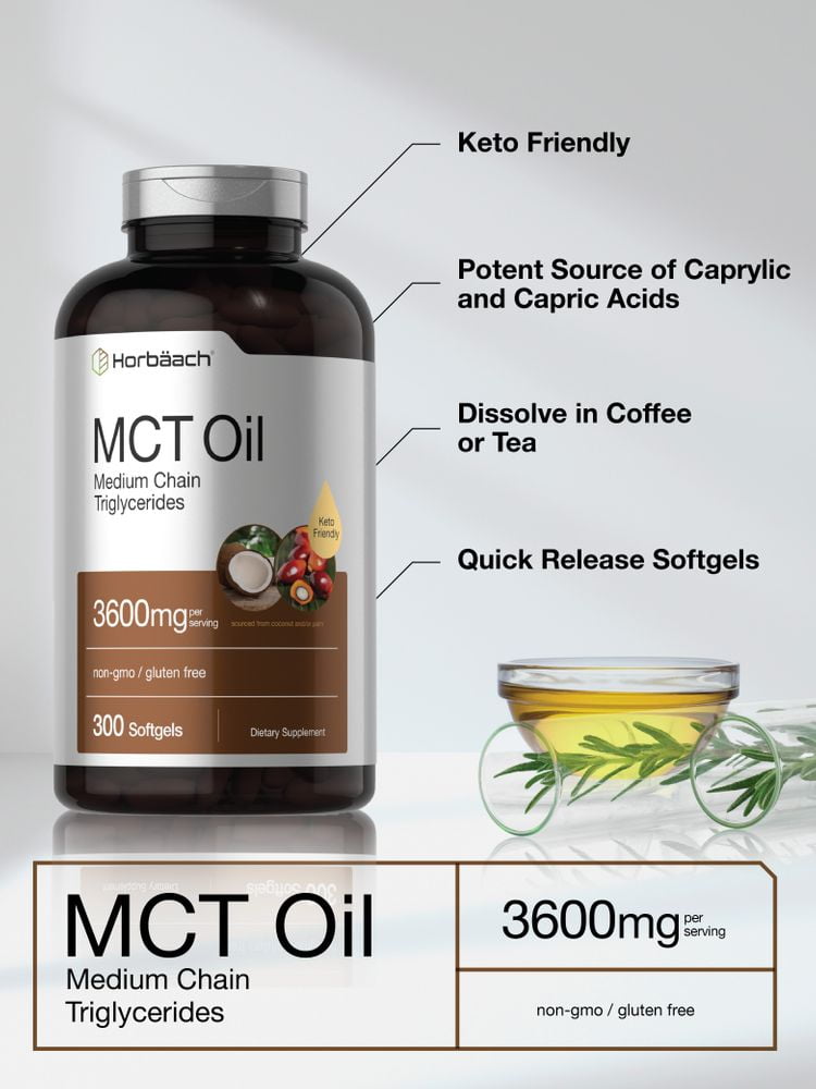Keto MCT Oil | 3600 mg | 300 Softgels for Men and Women | by Horbaach