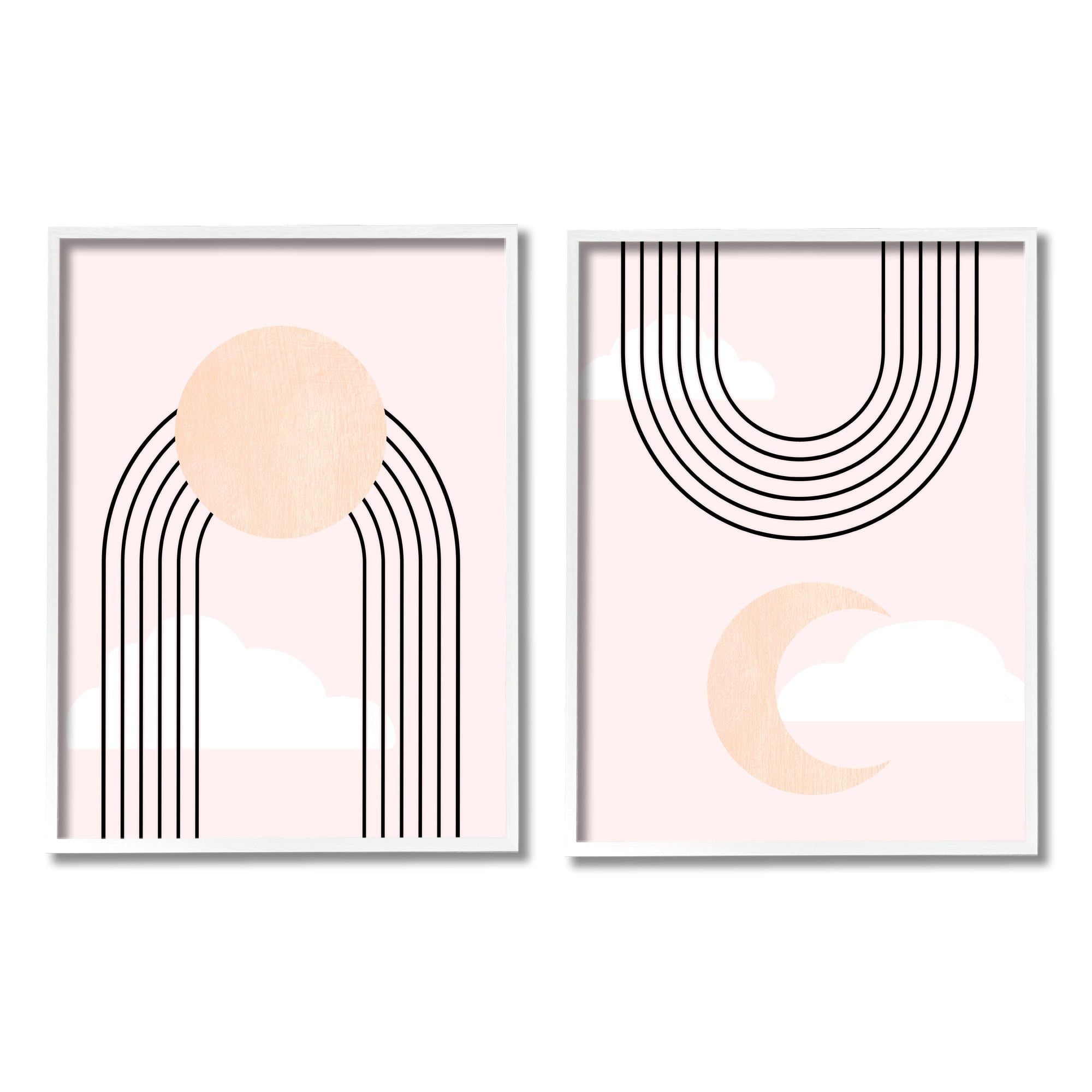 Stupell Industries Rising Sun Rainbow Crescent Moon Abstract Pink Sky, 11 x 14, Design by Daphne Polselli