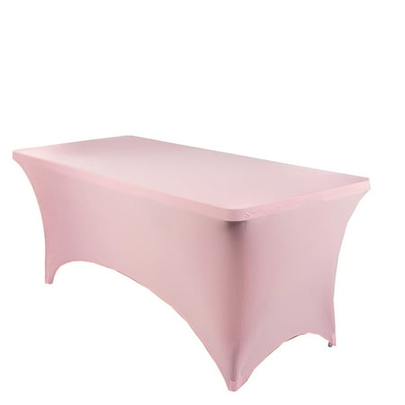 

Mds Pack of 5 Rectangular Stretch 6ft Spandex Table Cover Tablecloths for Wedding - Blush Pink