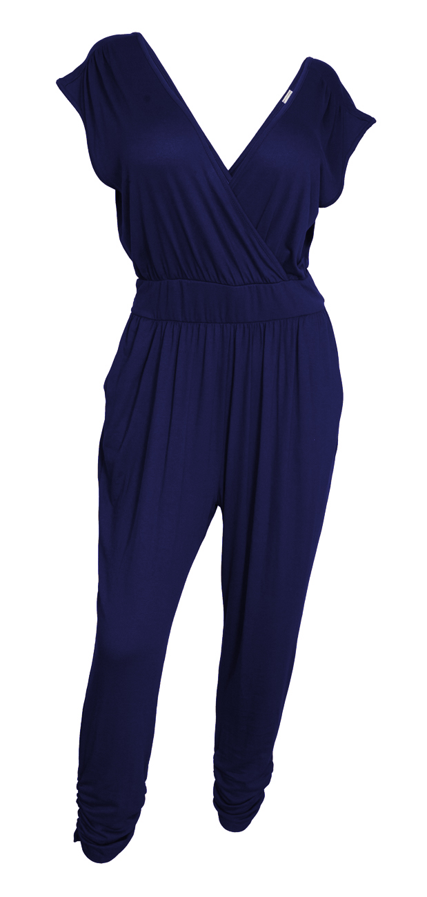 Evogues Plus Size Deep V-Neck Jumpsuit Red Designer Print 19713-3X