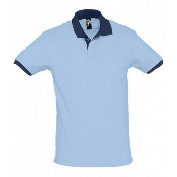 SOLS - Polo de manga corta 100% algodón de primera Modelo Prince Unisex hombre mujer (Azul cielo/ Marino francés)