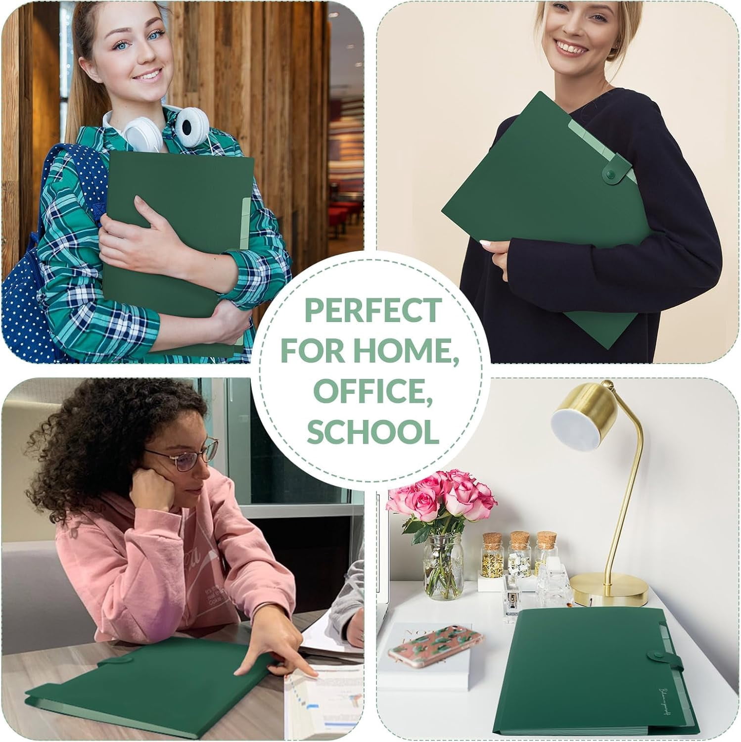 PrimeCook Shop Expanding File Organizer with 8 Pockets, Accordion File Folders with Labels,Portable Document Paper Bill Receipt Organizer, Home College School Office Supplies, Letter Size,ForestGreen