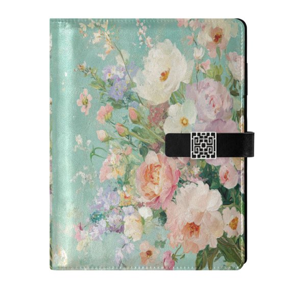 Premium Faux Leather Notebook - Refillable, Multi-Functional Organizer, 23.3x17cm, All-Season Use，Flowers