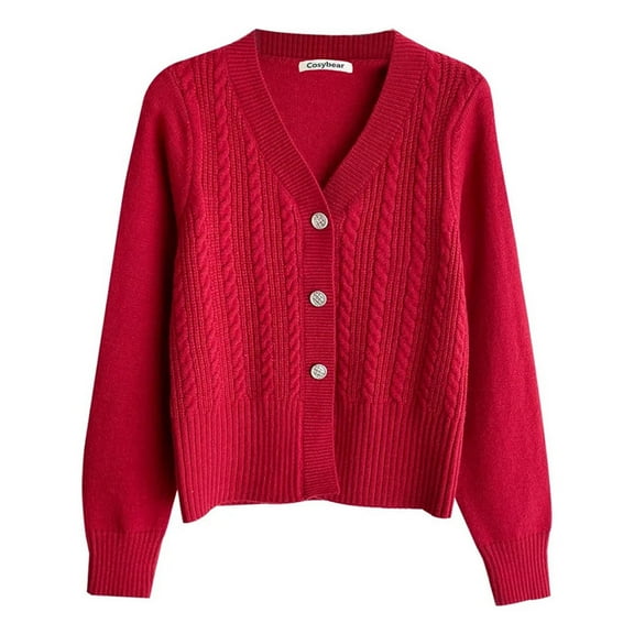 Cosybear  V-neck sweaters, Women's Long Sleeve Button Down Sweater Classic V-Neck Knit Cardigan