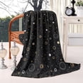 thumbnail image 2 of Black Gold Zodiac Sun Moon Pattern Blanket,Comfortable Soft Flannel Throw Blanket,All Season,Warm Lightweight Blankets for Sofa Bed Couch Living Room Chair,40"x50", 2 of 4