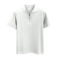thumbnail image 4 of Mens Golf Polo Shirts Summer Short Sleeve 1/4 Zip Tops Moisture Wicking Casual Tennis Activewear White, 4 of 7