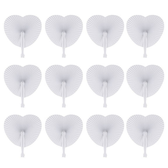 FRCOLOR 36Pcs White Folding Fan Blank Heart Shape Fan Festival Hand Fan Party Gift DIY Painting Prop