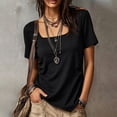 thumbnail image 2 of hotojiny Womens Cute Summer Tops Square Neck Solid Color T Shirts Short Sleeve Ruched Trendy Tees for Dressy Casual, 2 of 7