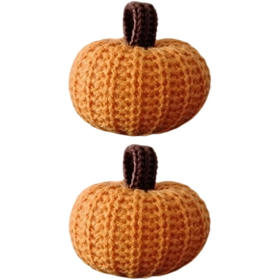 Getwin,Orange Hand-Knitted Crochet Pumpkin Figurine – Soft Farmhouse Fall Decor for Mantels, Shelves, and Tabletop Displays