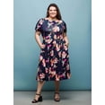 thumbnail image 2 of Plus Size Floral Fit N Flare Pocket Midi Dress, 2 of 3