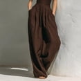 thumbnail image 3 of Morttic Women's Stylish Solid Color Slim Fit Stand Collar Cap Sleeve Jumpsuit – High-Waist Wide Leg with Side Pocket Coffee，XS, 3 of 4