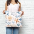thumbnail image 3 of Throw Pillow Covers 16x16 Inch, Blue Coastal Coral Decorative Pillow Cases for Couch Sofa Bed, Ocean Starfish Shell Marine Life Cotton Linen Square Home Decor Pillowcases with Hidden Zipper, 3 of 7