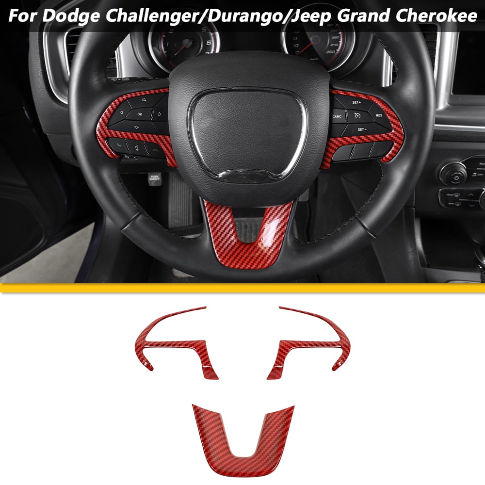2014 up Jeep Grand Cherokee SRT8,2015-2020 Dodge Challenger&Charger Orange Bonbo for Challenger Steering Wheel Decoration Cover Trim Interior Accessories for 2014 up Durango