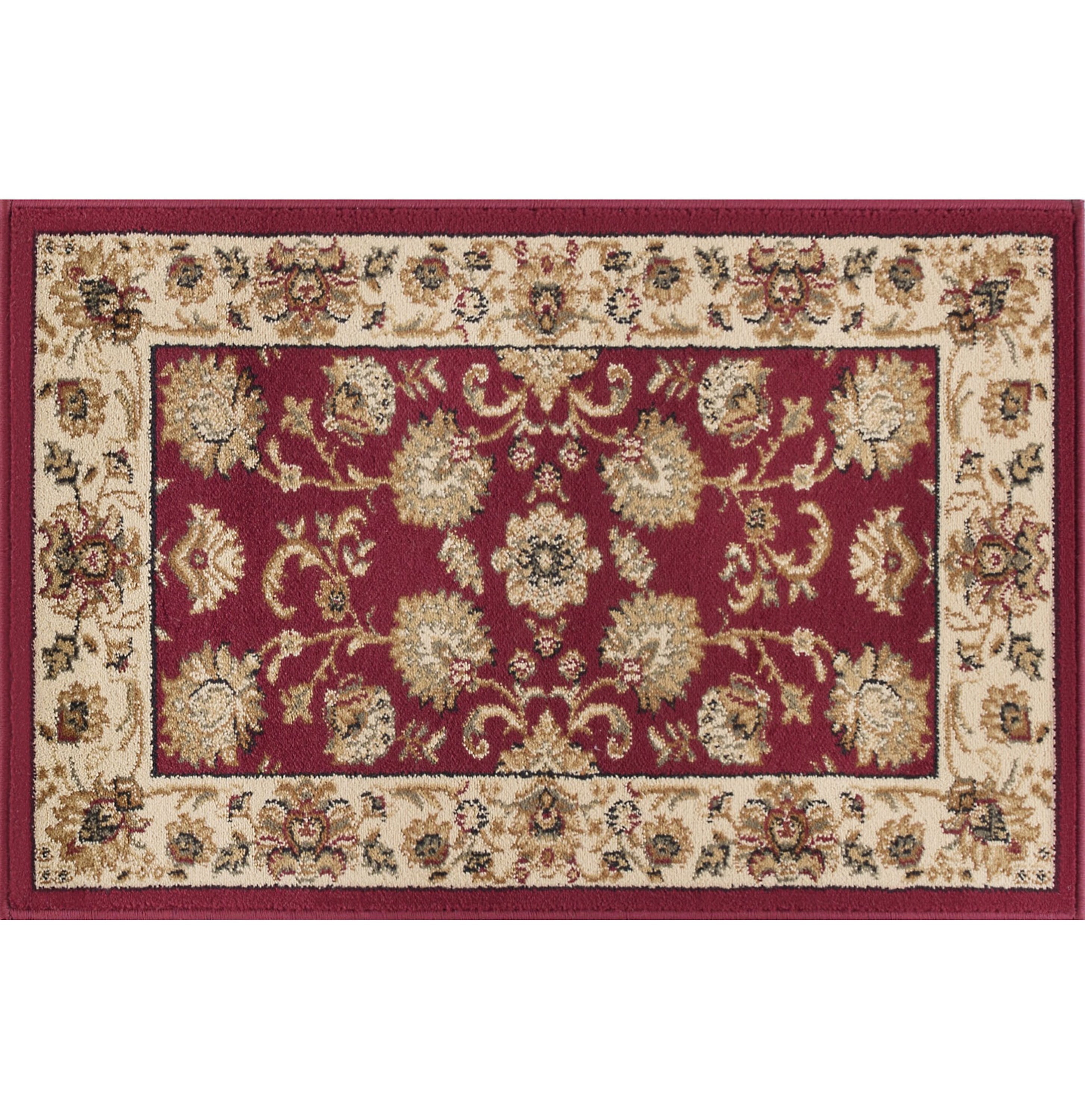 Sensation Transitional 2' x 3' Red and Beige Polypropylene Indoor Area Rug