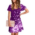 thumbnail image 4 of GaThRRgYP Women's Fit and Flare Short Sleeve Dress,Women's Fashion Summer Print Short-sleeved V-neck Casual Dress Purple XXL, 4 of 8