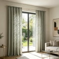 thumbnail image 5 of French Vintage Green Sheer Curtain with Embossed Floral Pattern, Rod Pocket Semi Transparent Window Panel for Living Room Bedroom, 5 of 6