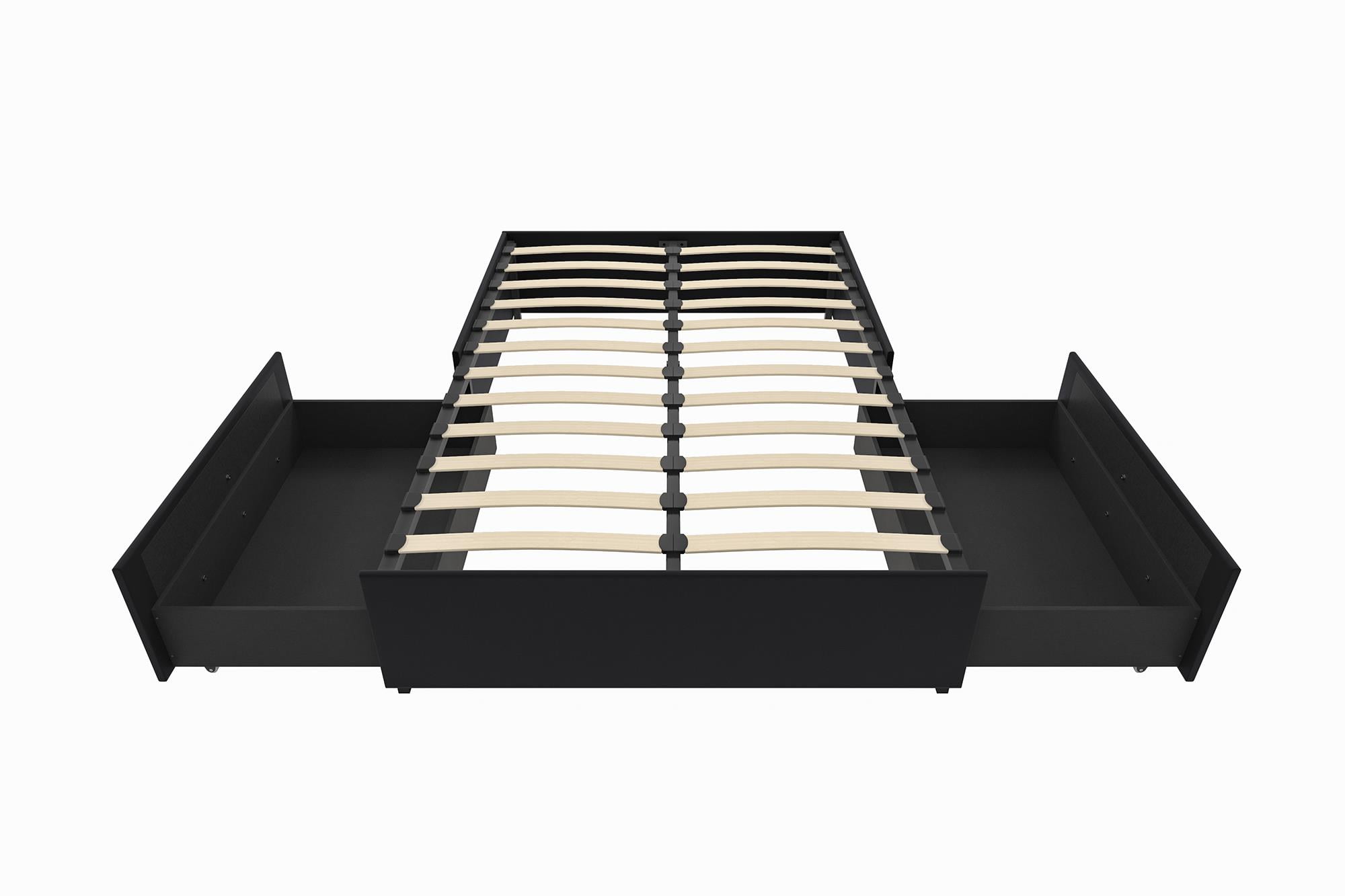 DHP Maven Platform Bed with Storage, Full, Black Faux leather