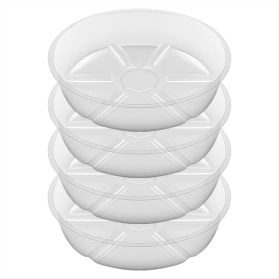 4Pack Clear Plant Saucer 10Inch Plastic Saucers Thicker Tray Flower Pot for Indoor Outdoor Garden
