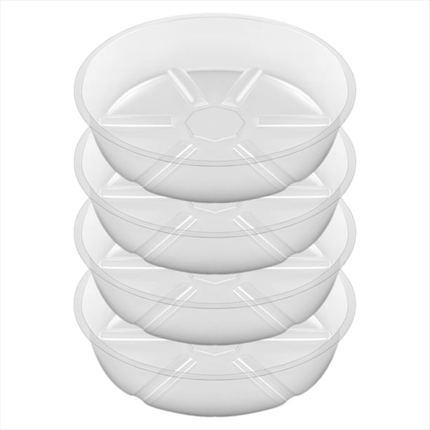 Paquete de 4 Platillos Transparentes para Plantas, Platillos de Plástico para Plantas de 10 Pulgadas, Bandeja para Plantas Más Gruesa, Maceta para Jardín Interior y Exterior