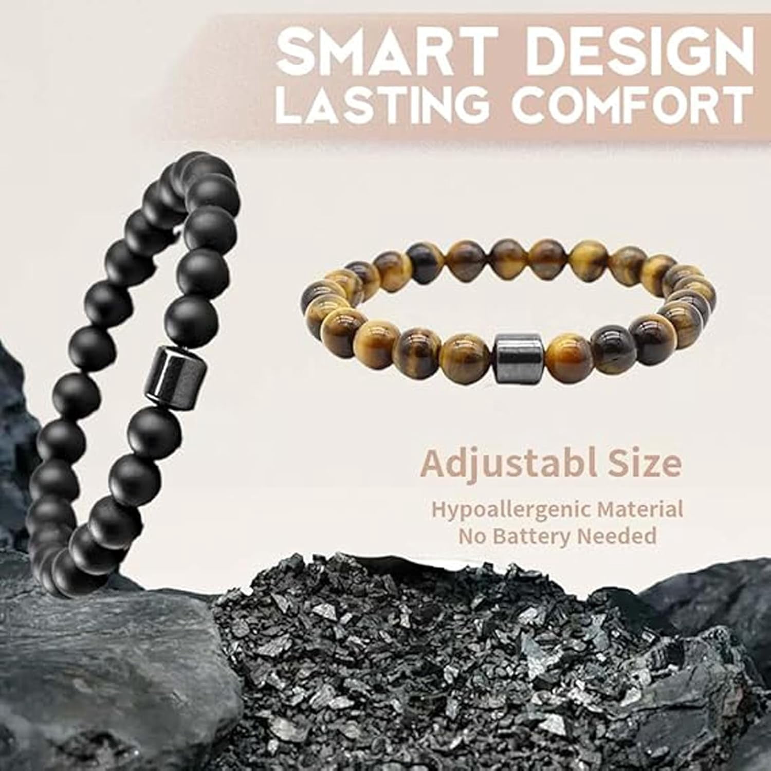 3PCS Glame Anti-Alcohol Bracelet, Adjustable Glame Anti Alcohol Magnetic Bracelet, Tigers Eye Bracelets for Men and Women