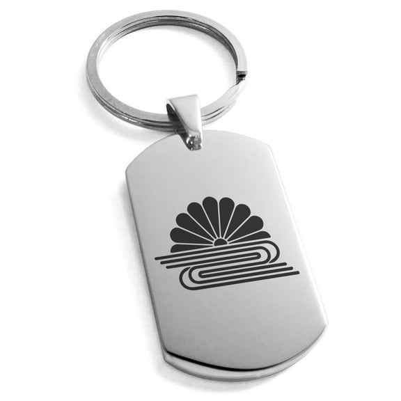 Stainless Steel Kusonoki Samurai Crest Engraved Dog Tag Keychain Keyring