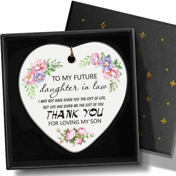 Gifts for DIY Daughter-in-Law Daughterin-Law Life Gift Relaxing Ornament Ceramics Hanging Gifts Love-Shaped Ceramic Ornament with Ribbon & Gift Box