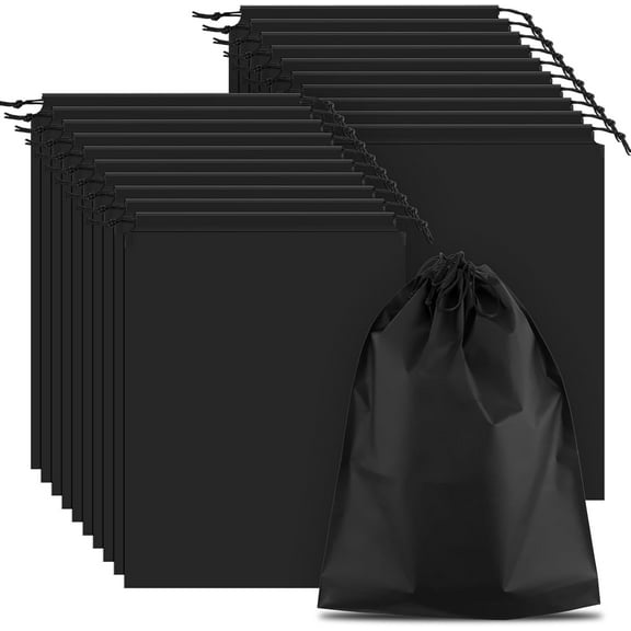20 Pack Black Shoe Bags for Travel, 15.7" x 11.8", Waterproof Portable Drawstring Travel Shoe Storage Bags