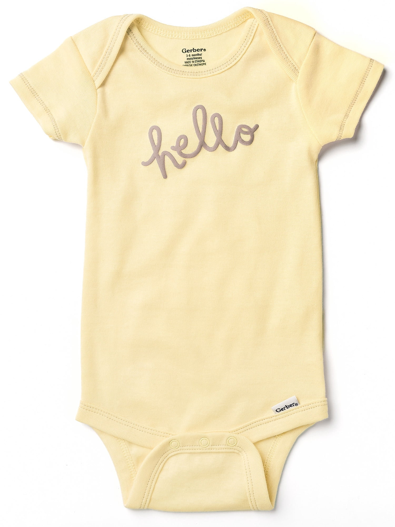 Gerber Baby Boy or Girl Neutral Short Sleeve Cotton Onesies, 2-Pack, Sizes Newborn - 12 Months